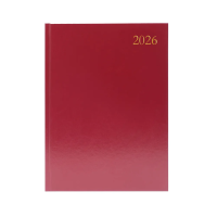 A4 Day per page burgundy desk diary, 2026╽KFA41BG26 IE000456
