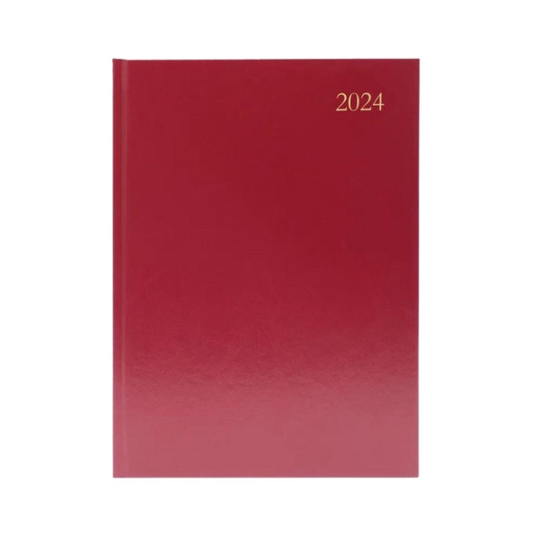 A4 Week to view burgundy desk diary, 2024╽KFA43BG24 KFA43BG24 299183 - 1