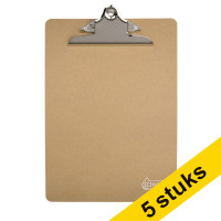 A4 clipboard with large clamp (wooden) | 123ink 5-pack