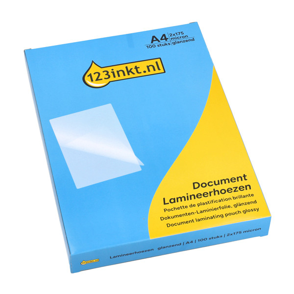 A4 laminating pouch 175 micron | glossy | 123ink | 100-pack 302888 - 1