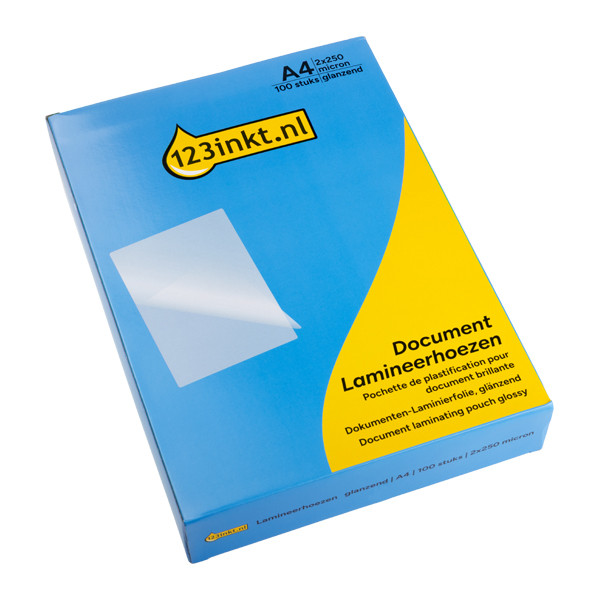 A4 laminating pouch 250 micron | glossy | 123ink 100-pack 302889 - 1