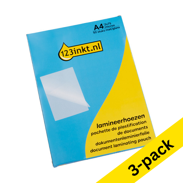 A4 laminating pouch 75 micron | matte/glossy | 123ink | 150-pack 302064 - 1