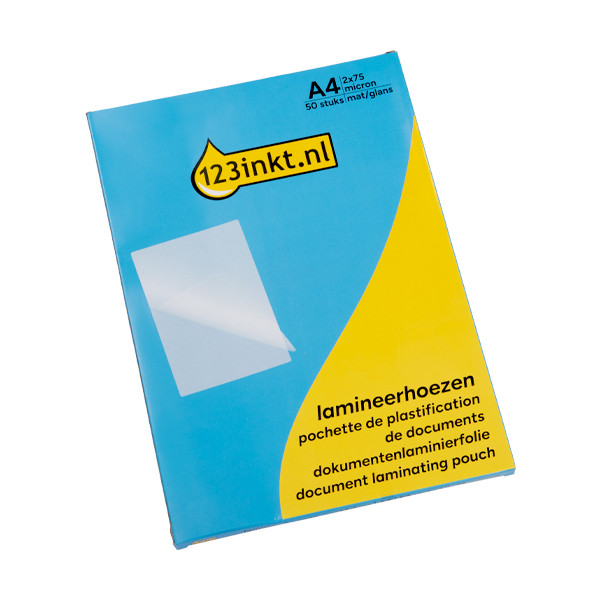 A4 laminating pouch 75 micron | matt/glossy | 123ink | 50-pack 302053 - 1