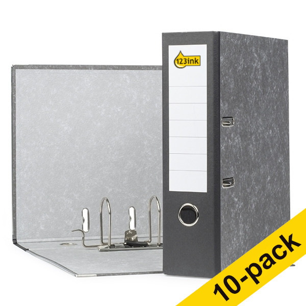 A4 lever arch file | 123ink cardboard | black 80mm 10-pack  300274 - 1