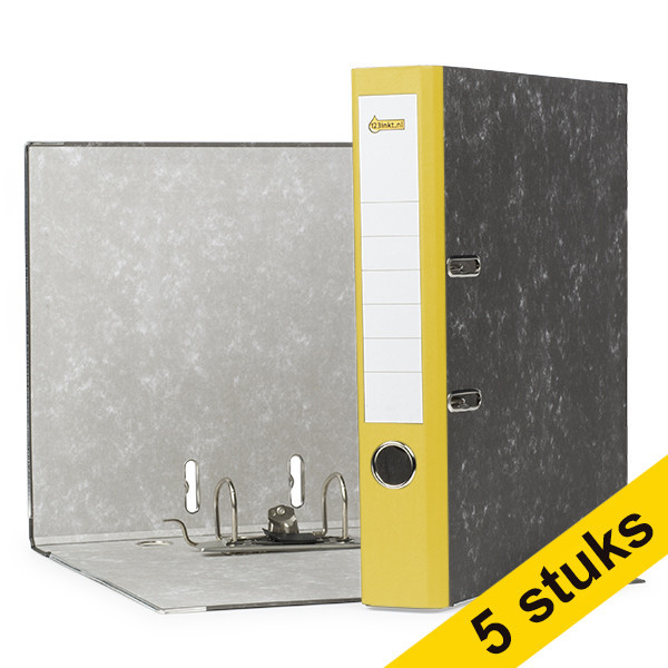 A4 lever arch file | 123ink cardboard | yellow 50mm 5-pack 300672 - 1