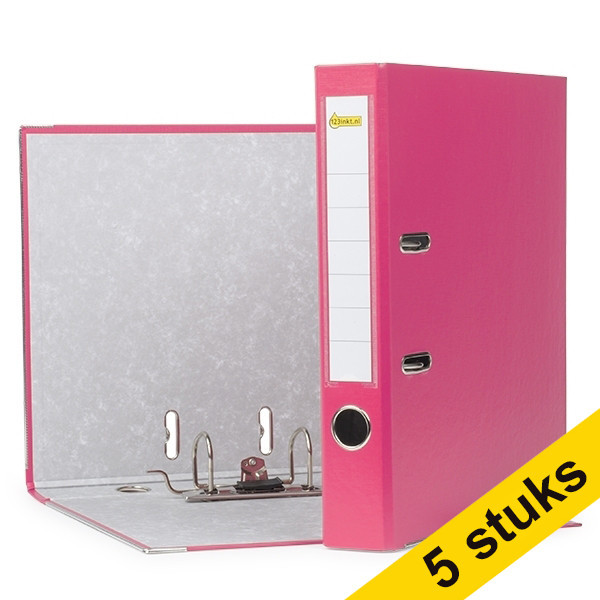A4 lever arch file | 123ink plastic | pink 50mm 5-pack 300555 - 1