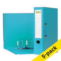 A4 lever arch file | 123ink plastic | turquoise 80mm | 5-pack