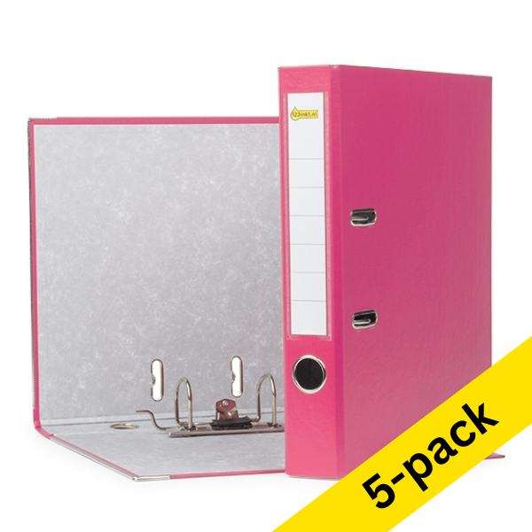 A4 lever arch file (50mm) | plastic | 123ink pink | 5-pack 300555 - 1