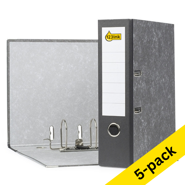 A4 lever arch file (80mm) | cardboard | 123ink black | 5-pack 300114 - 1