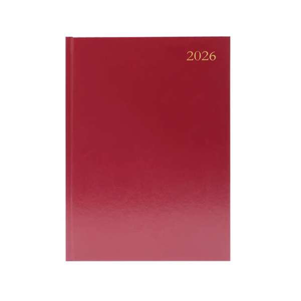 A5 Day per page appointments burgundy desk diary, 2026╽KFA51ABG26 299186 - 1
