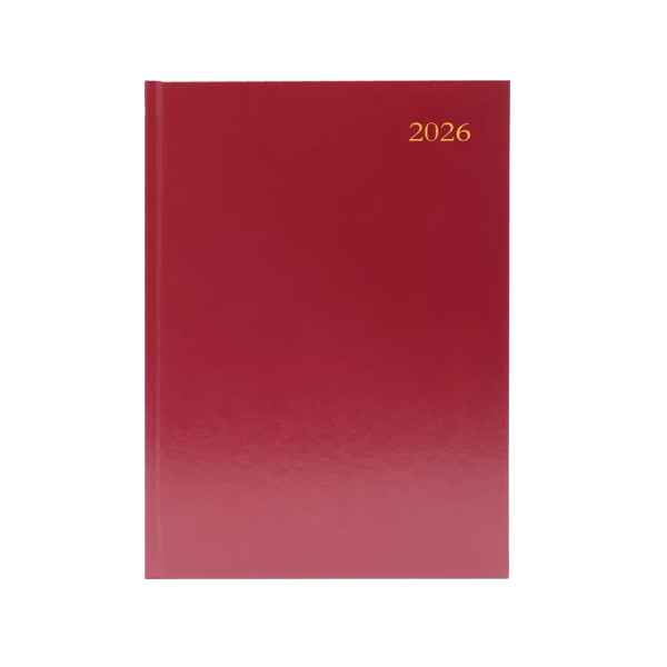 A5 Week to View burgundy desk diary, 2026 | KFA53BG26 299193 - 1