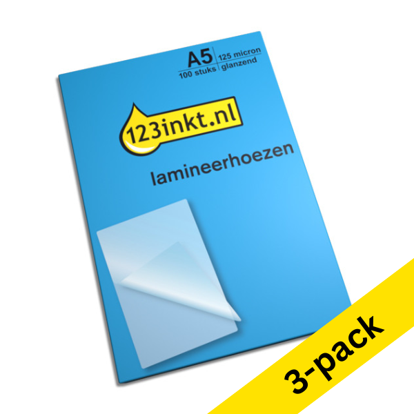 A5 laminating pouch 125 micron | glossy | 123ink | 300-pack 301137 - 1