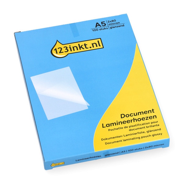 A5 laminating pouch 80 micron | glossy | 123ink | 100-pack 302890 - 1