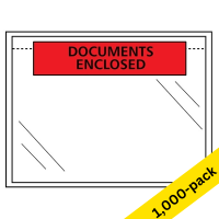 A6 "DOCUMENTS ENCLOSED" packing list envelope 165 x 122mm | transparent self-adhesive | 123ink | 100-pack x10