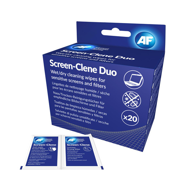AF ASCR020 ScreenClene duo wet/dry wipes (20-pack) SCR020 152022 - 1