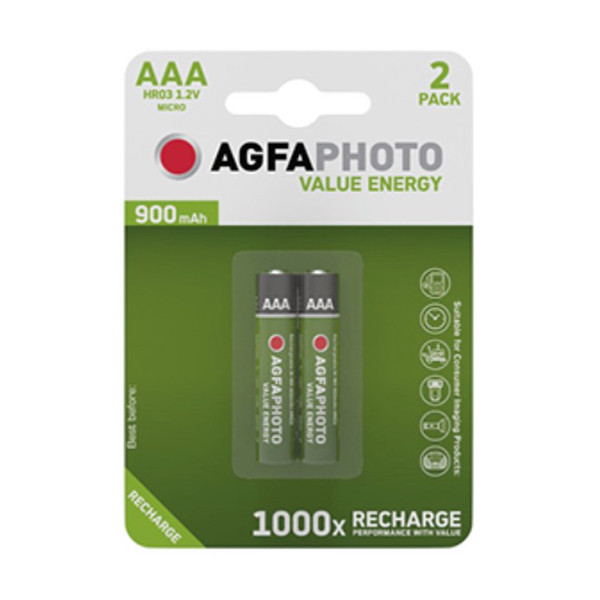 AgfaPhoto Rechargeable AAA micro battery 2-pack 131-802824 290022 - 1