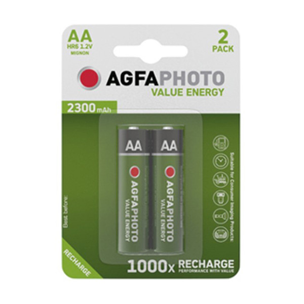 AgfaPhoto Rechargeable AA battery (2-pack) 131-802800 290026 - 1