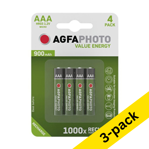 AgfaPhoto rechargeable AAA micro battery | 3 x 4-pack AAG00105 - 1