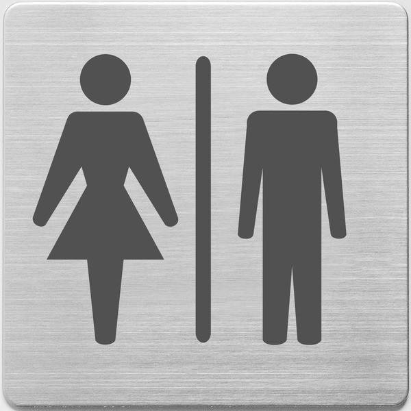 Alco stainless steel Ladies/Mens WC sign, 90mm x 90mm AL-450-3 219063 - 1
