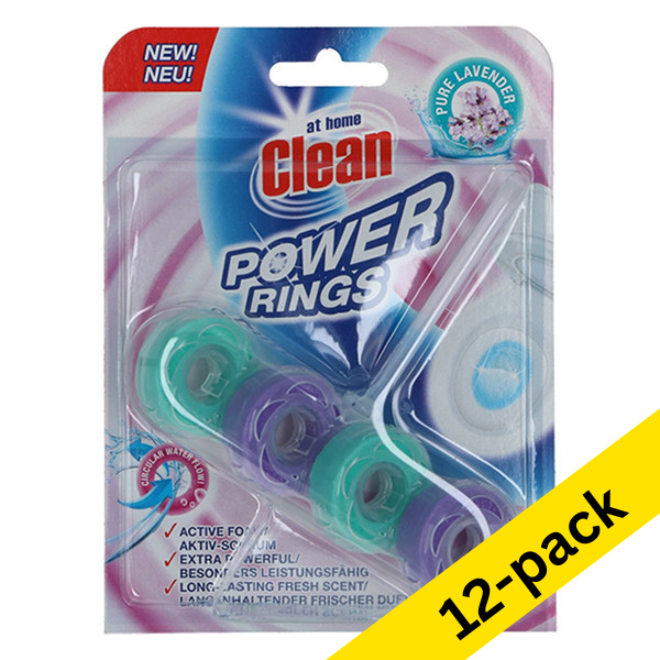 At Home Clean Power Rings Pure Lavender toilet block, 40g (12-pack)  SAT00061 - 1