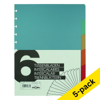 Plastic tabs (6 coloured tabs) | A4, 11-hole | Atoma | 5-pack