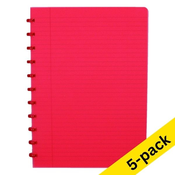 Atoma Trendy transparent red A4 lined notebook, 72 sheets (5-pack) 405310 - 1