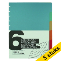 Atoma coloured A4 plastic tabs with 6 tabs (11 holes) (5-pack)