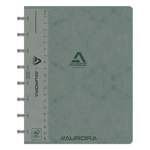 Aurora Adoc A5 grey checkered notebook with ruler, 72 sheets 3845.748GRIS 330083 - 1