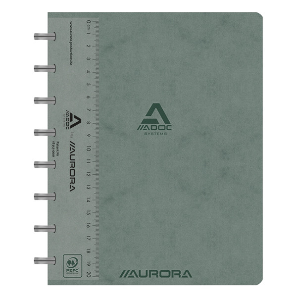 Aurora Adoc A5 grey lined notebook with ruler, 72 sheets 3811.741GRIS 330080 - 1