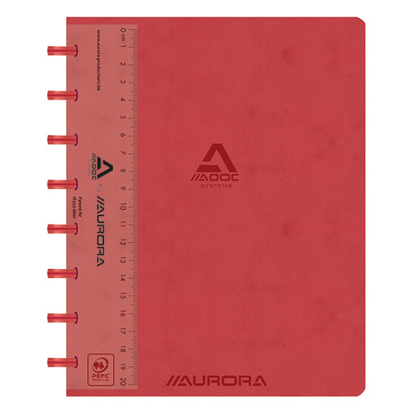 Aurora Adoc A5 red lined notebook with ruler, 72 sheets 3811.741R 330082 - 1