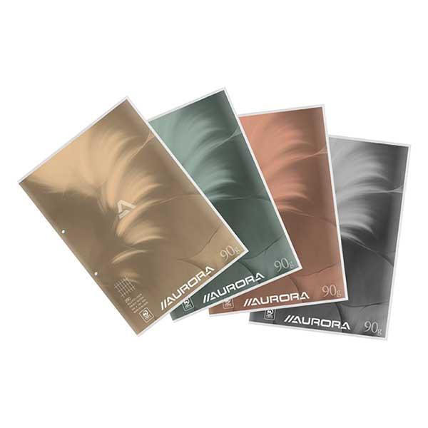 Notepad checkered course block A4 | 4 x 8mm | assorted colours | Aurora | 100 sheets | 5-pack 330050 - 1