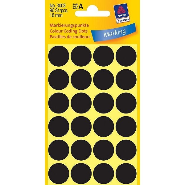 Avery 3003 Ø 18 mm black marking dots (96 labels) 3003 212360 - 1