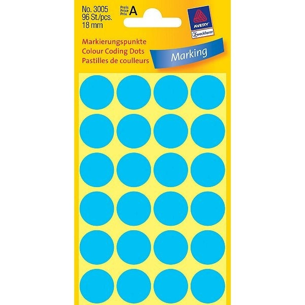 Avery 3005 Ø 18 mm blue marking dots (96 labels) 3005 212366 - 1