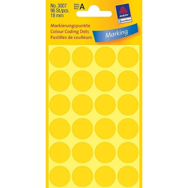 Avery 3007 Ø 18 mm yellow marking dots (96 labels) 3007 212374 - 1