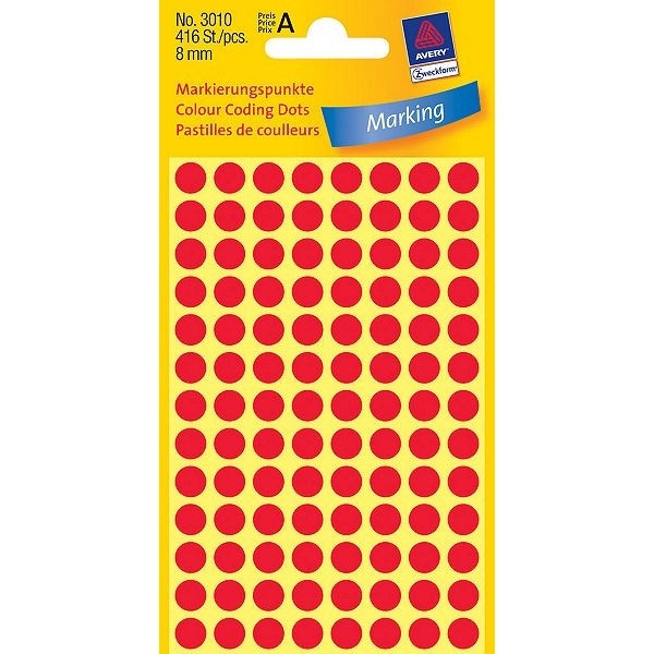 Avery 3010 red marking dots, Ø 8mm (416 labels) 3010 212322 - 1