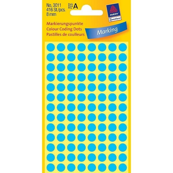 Avery 3011 blue marking dots, Ø 8mm (416 labels) 3011 212324 - 1