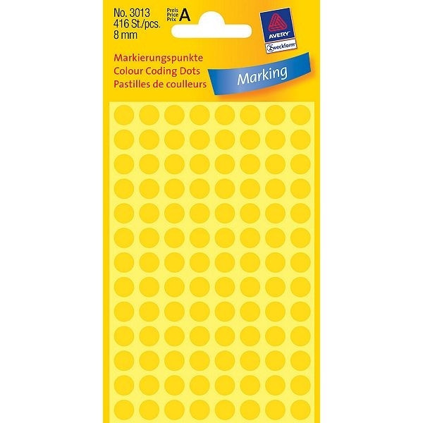 Avery 3013 yellow marking dots, Ø 8mm (416 labels) 3013 212328 - 1