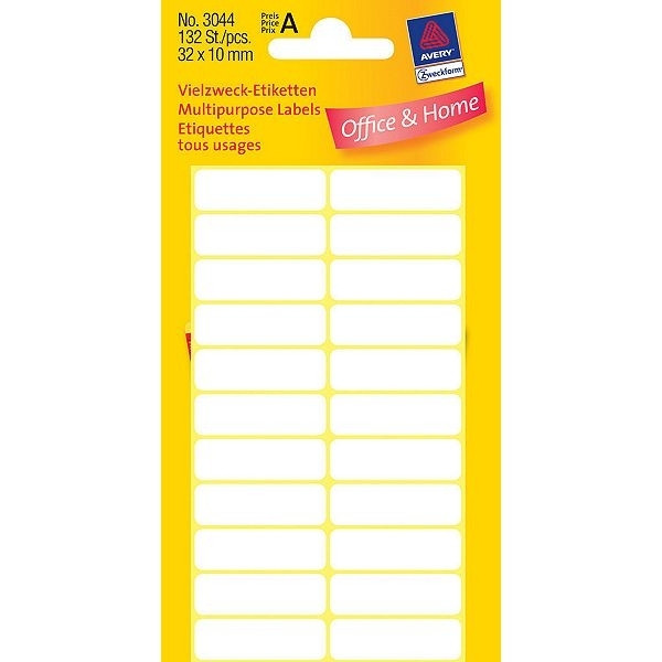 Avery 3044 multi-purpose labels 32 x 10 mm white (132 labels) 3044 212166 - 1