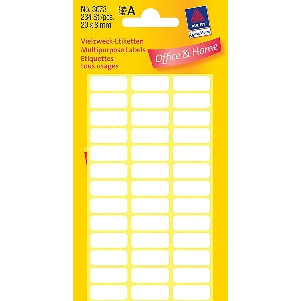 Avery 3073 multi-purpose labels 20 x 8 mm white (234 labels) 3073 212156 - 1