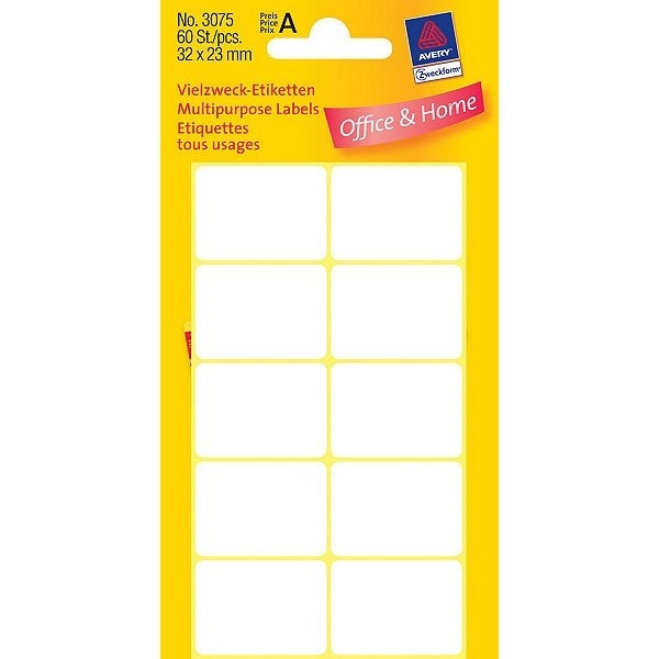 Avery 3075 multi-purpose labels 32 x 23 mm white (60 labels) 3075 212170 - 1