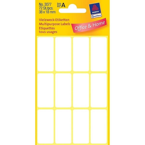 Avery 3077 multi-purpose labels 38 x 18 mm white (72 labels) 3077 212180 - 1
