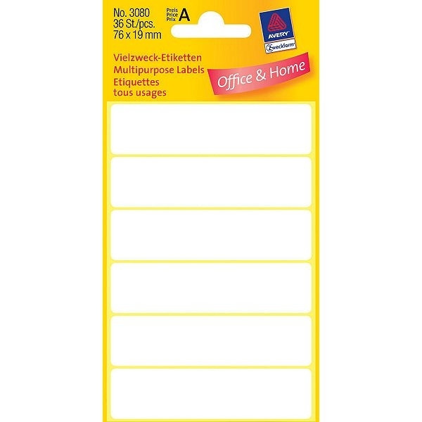 Avery 3080 multi-purpose labels 76 x 19 mm white (36 labels) 3080 212204 - 1