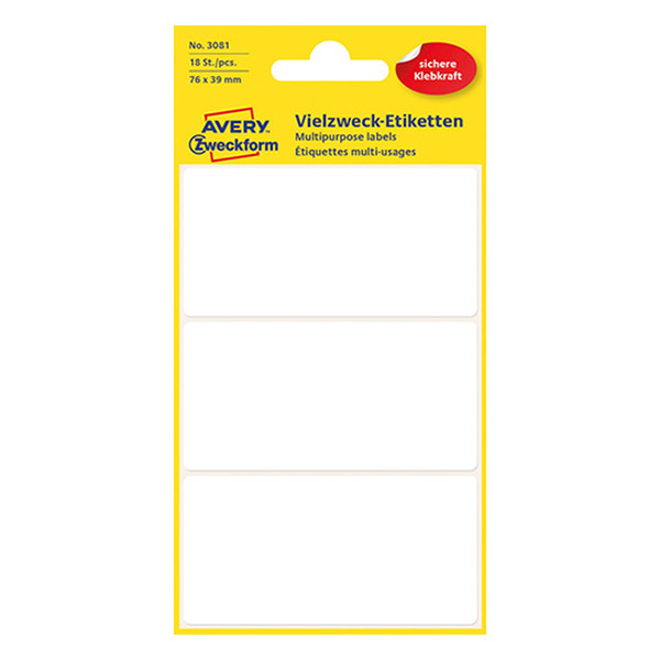 Avery 3081 multi-purpose labels 76 x 39 mm white (18 labels) 3081 212208 - 1