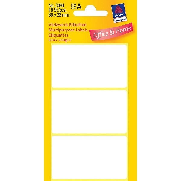 Avery 3084 multi-purpose labels 66 x 38 mm white (18 labels) 3084 212200 - 1