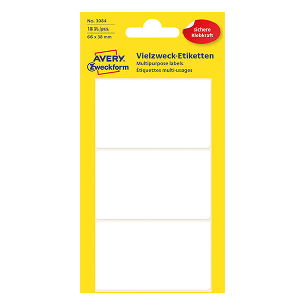 Avery 3084 multi-purpose labels 66 x 38 mm white (18 labels) 3084 212200 - 1