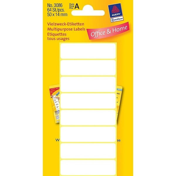 Avery 3086 multi-purpose labels 50 x 14 mm white (64 labels) 3086 212188 - 1
