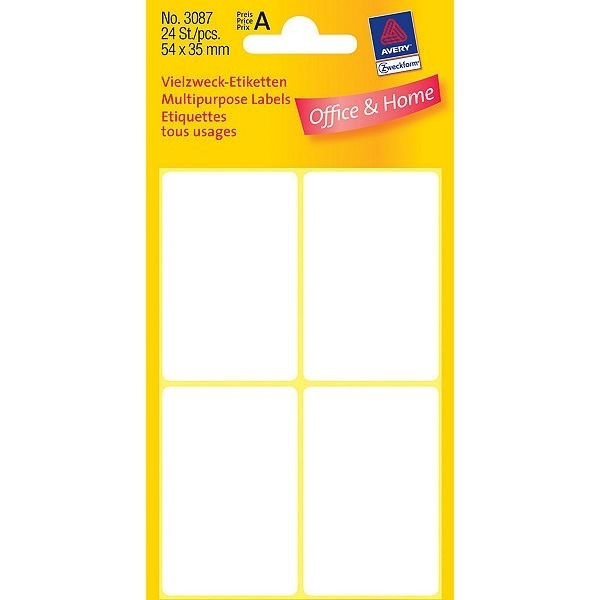 Avery 3087 multi-purpose labels 54 x 35 mm white (24 labels) 3087 212196 - 1