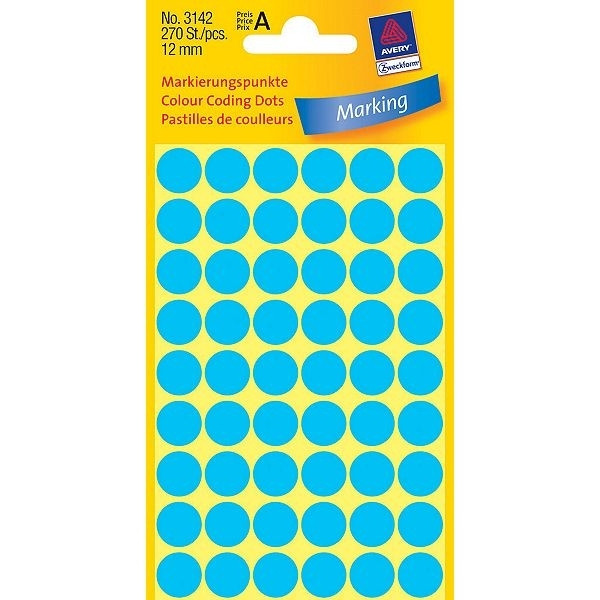 Avery 3142 blue marking dots, Ø 12mm (270 labels) 3142 212344 - 1