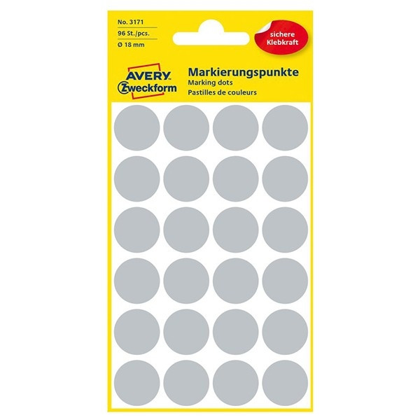 Avery 3171 grey marking dots, Ø 18mm (96 labels) AV-3171 212703 - 1