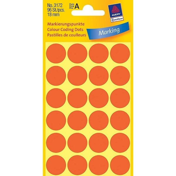 Avery 3172 Ø 18 mm light red marking dots (96 labels) 3172 212382 - 1